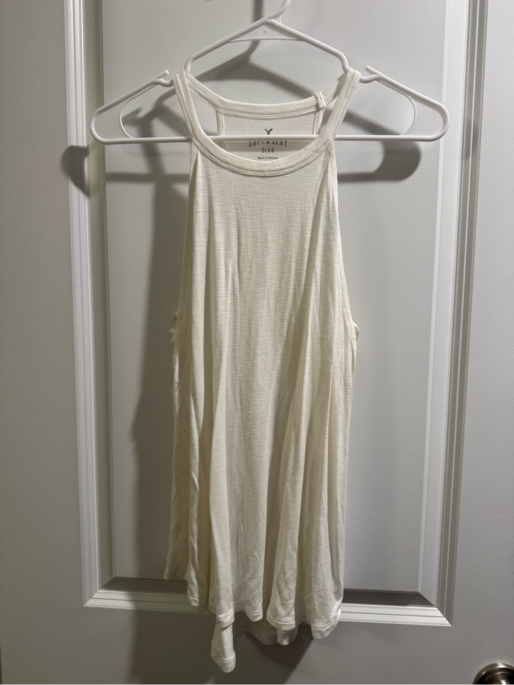 American Eagle Outfitters Cream High-Neck Swing Tank